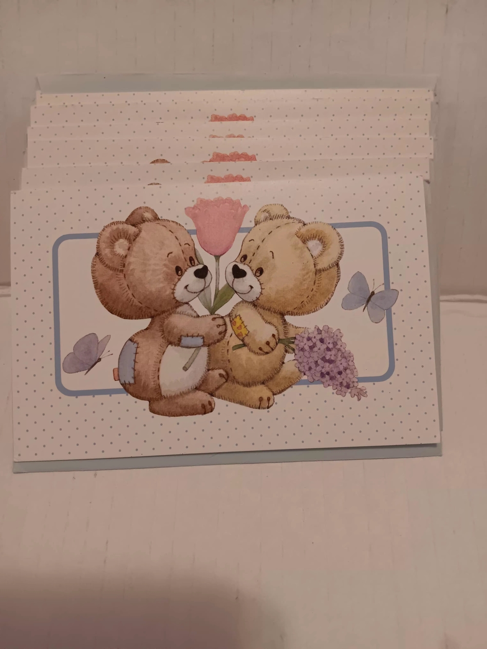 7 Vintage Rag Tag Teddies 1989 Greeting Note Cards Blank Morehead Inc.